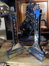  A Pair Of Venetian Style Vntg Lamp Mirrored Reversed-Etched Front Bevelle 17", 