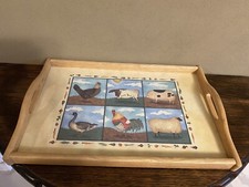 Cloverleaf large wood tray in