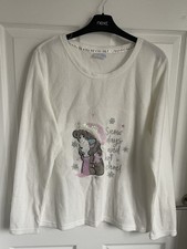 Ladies Cream Ivory F&F Me To You Tatty Teddy Cozy Loungewear Top Size 12-14