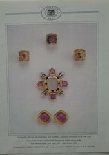 2001 Elizabeth Gage pink sapphire diamond and pearls jewelry vintage ad