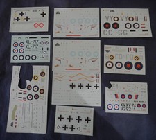 A small collection of WW2 model kit transfers/decals - British & German planes