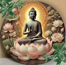 BUDDHA & LOTUS - Round Metal