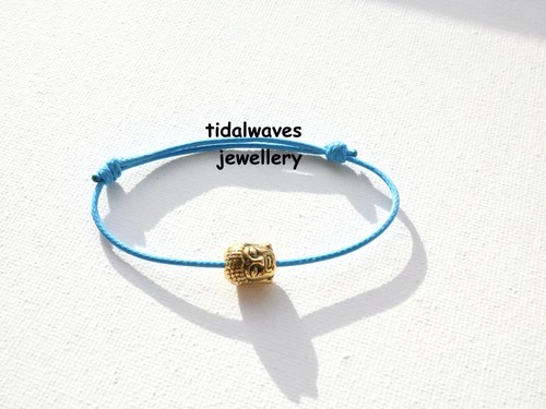 Waxed cotton cord anklet with - waxed,