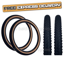 PAIR Baldys 24 x 1.95 Mountain Bike AMBER WALL Kids Off Road Knobby TYRES