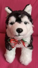 Smyths Toys Black & White Husky Wolf Dog Soft Plush Toy 12” x 19”