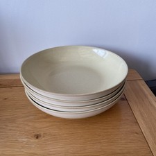 Denby Fire Yellow 22cm Open Pasta Bowls X4
