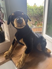 Large Vintage Plush of A Rottweiler In The Sitting Position. No Label.