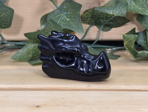 Black obsidian carved dragon - carved,