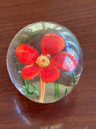 Antique glass paperweight red - antique,