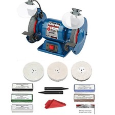 250W Bench Grinder Metal Polisher Polishing Machine Clarke 5" Polishing Kit