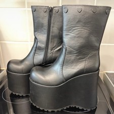Sugar Thrillz Black block Platform Boots Size 5 With Heart Detail, Worn Once