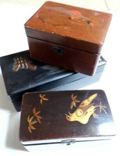 ORIENTAL jewellery  trinket Boxes antique THREE   b2  Z