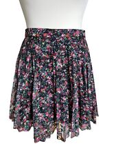 Topshop Black Floral Lined Mesh Rara Skirt Size 10