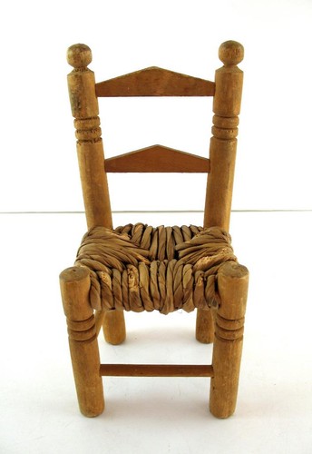 Miniature wooden chair wicker - miniature,