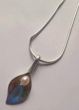 Sterling Silver REAL Pearl Flower Pendant Necklace *Kinks In Chain* R5M