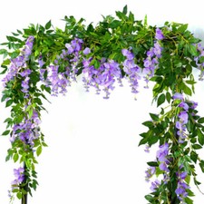 4X7FT Artificial Wisteria Vine Garland Plant Foliage Trailing Flower Home Decor