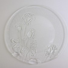 Vintage Rose Design Pressed Glass Plate 12.5" Decorative Collectible