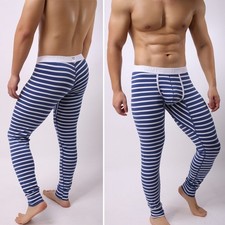 Men Stripe Cotton Long Johns