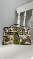 Green Natural Python Leather
