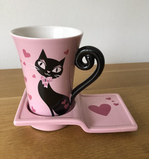 Avon Pink & Black Cat Mug with