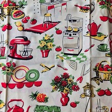 4 Fifties Kitchen Michael Miller Fabric Remnants Retro Vintage MCM 50's Cotton