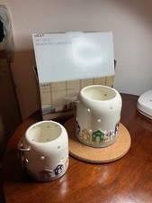 NEXT Beach Hut Seaside Themed Ceramic Tee Light Candle Lantern Jars Set of 2 New