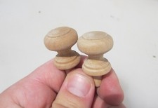 Turned Wood Cabinet Knobs Drawer Handles Pulls Old Cupboard Wooden - £5Pair