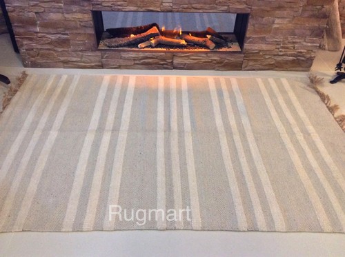 Natural cream grey - striped, eco