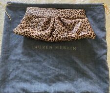 Lauren Merkin Designer Calf skin Animal Print Hinged Snap Closure Clutch Bag New
