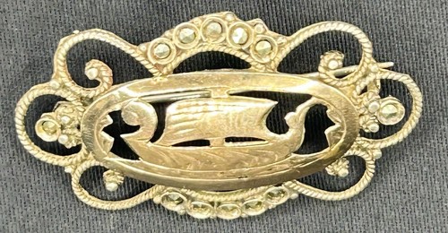Vtg 950 silver brooch viking - silver,