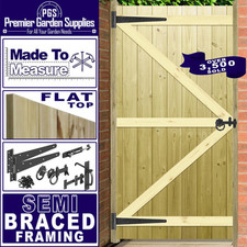 Custom Garden Gate Made to Measure T&G Semi-Braced Flat Top Wooden Timber Door