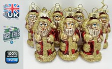 7pcs Heaven Sends Red and Gold Vintage Santa Blown Glass Figure Ornament