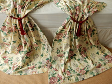 Vintage Pair Curtains ENGLISH COTTAGE GARDEN Florals Lined 52.5"D 42.5"W Country