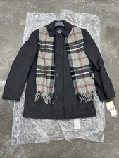 DOCKERS Weston Wool Blend Coat w/ Scarf Adult Small Black Topcoat Pea $180