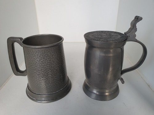 Pair antique mugs glass - of,