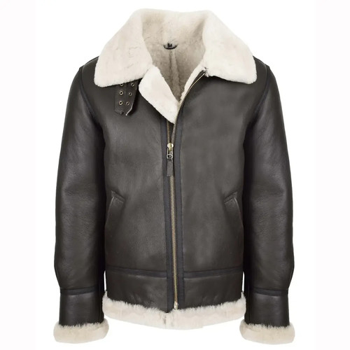Leather jacket pilot bomber - jacket,