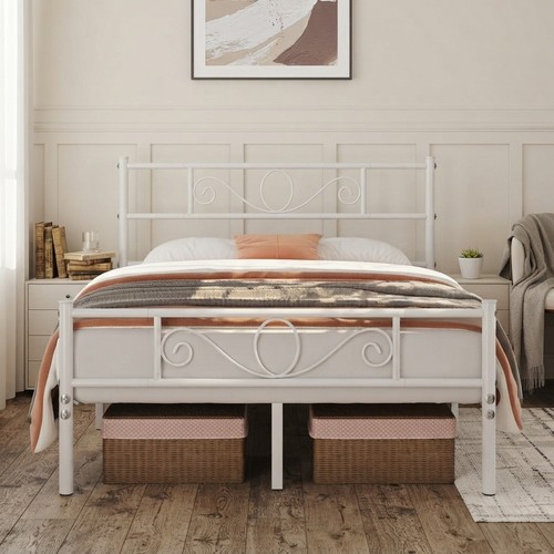 4ft6 double metal bed - metal,