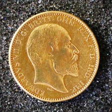 Gold plated Half sovereign King Edward Head British coin year 1910