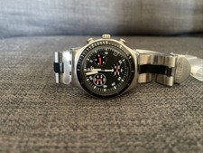 Swatch Irony Quartz Chronograph 39mm Silver Case Black Dial Needs New Battery