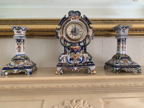 French rouen faience garniture - faience,