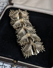 50s 60s Vintage Retro Pale Gold Tone Leaf Bracelet Coro Corocraft Jewelcraft