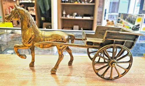 Vintage brass pony and trap - pony,