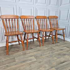 Set of 4 Antique Victorian Style Turned Farmhouse Country Chairs -  Solid Pine