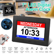 7inch LED Digital Day Clock Calendar Dementia Date Week Month Year Time Reminder