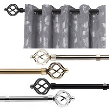 Extendable Curtain Poles with End Finials - 1.2m-2.1m/1.6m-3m Bird Cage