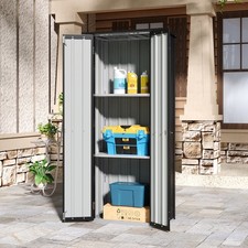 Small Garden Storage Shed Outdoor Metal Tool Box Cupboard Cabinet with Shelves
