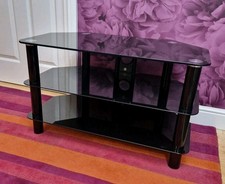 Black Glass  TV corner stand  with cable management, very good condition