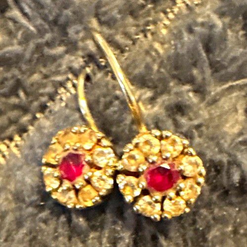 8ct gold earrings with rubies