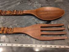 HUGE 22" CARVED WOOD FORK &