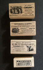 Rare Tim Holtz wood Vintage Advertising Stamps Druggist Confectioner poison rail